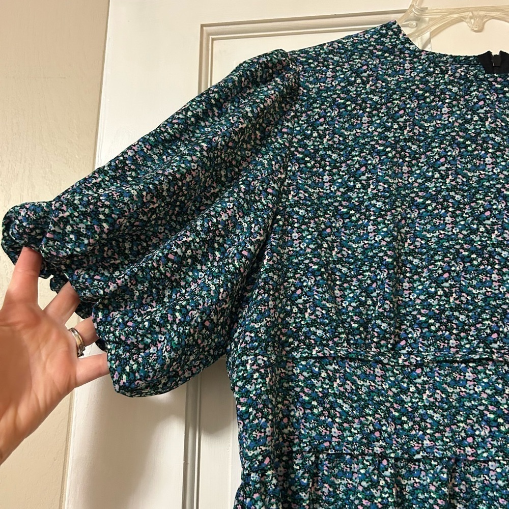 NWT Love Olive Co. Floral Mini Dress Bishop Sleeve Peasant Cottage Babydoll - Picture 3 of 13
